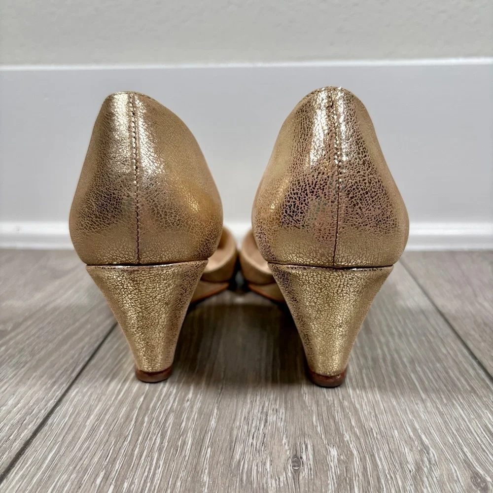 Loeffler Randall Gold Wedge Shoes - Picture 4 of 6